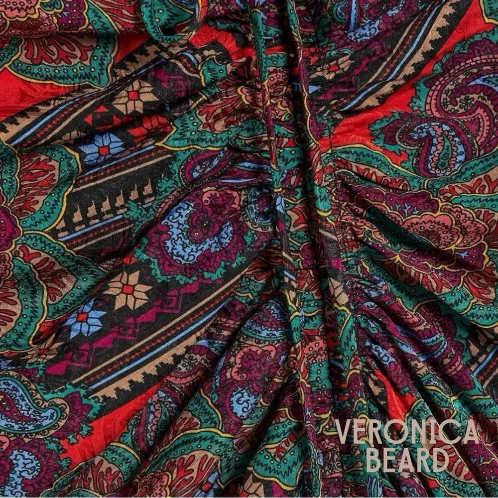 Veronica Beard **NWT** Ari Midi Skirt in Flame Red Multi Paisley Print